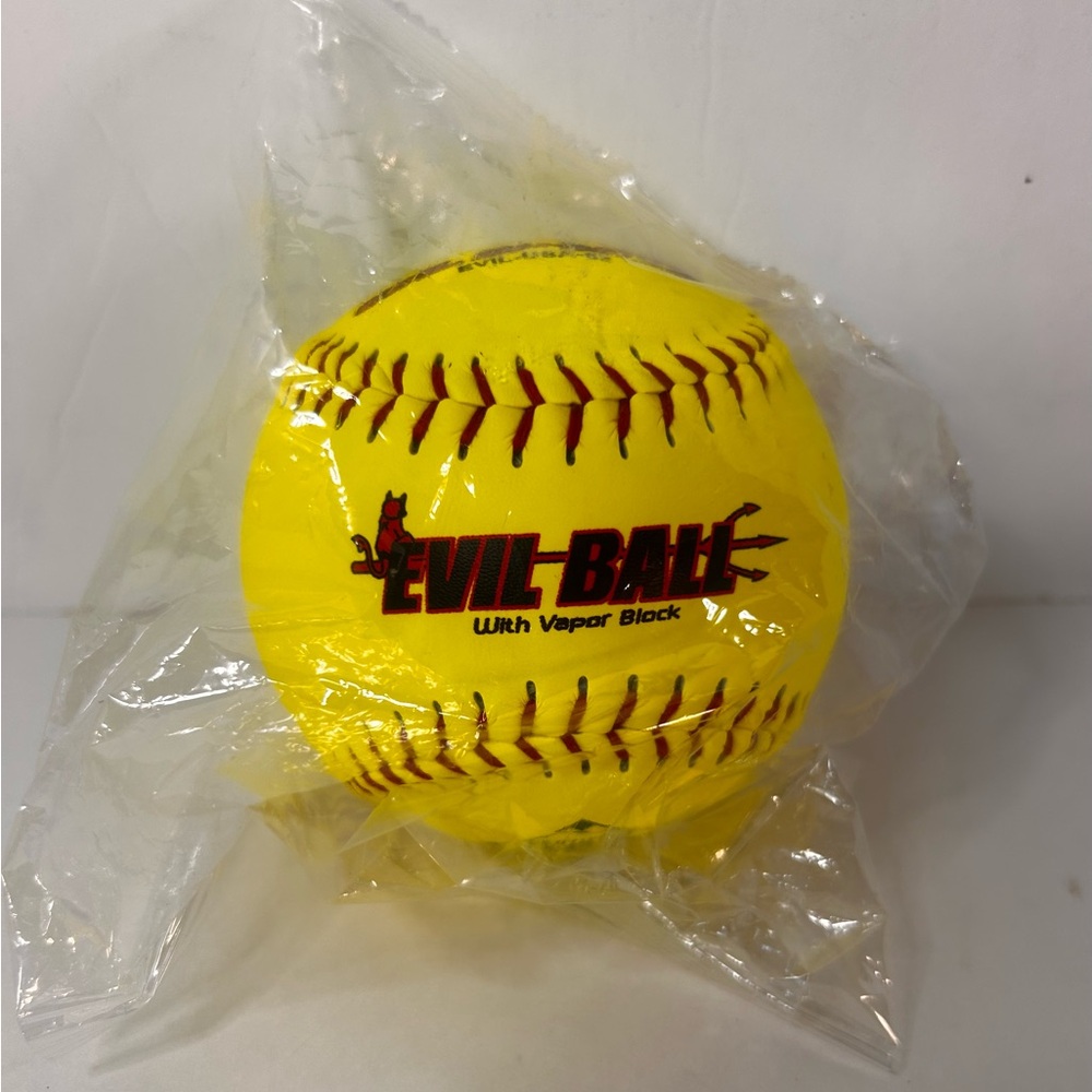 Evil Ball Yellow Softball with Vapor Block. Solo Ball. Evil USA 52